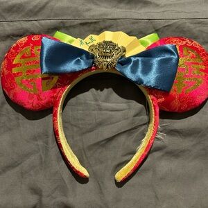 Disney Red and Gold Minnie Mouse Ears with Blue Bow
